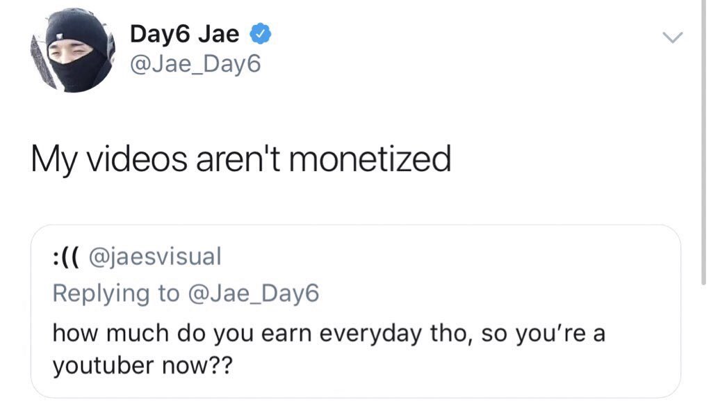 Jae's youtube channel (JaeSix) ain't monetized, his eaJ project songs were not in Spotify, it's all FREE  Jae only wants to share his talents to us. He doesn't get a single penny from it. He's working for free!! so please appreciate him for working so hard as eaJ 