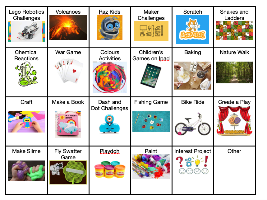 ReynoldsTeach's tweet photo. Kid's choice board for their home learning time. #TLDSBlearns #covided #Quarantine #STEM #STEAM #makered #makerspace https://t.co/Pr8DMEOVhu