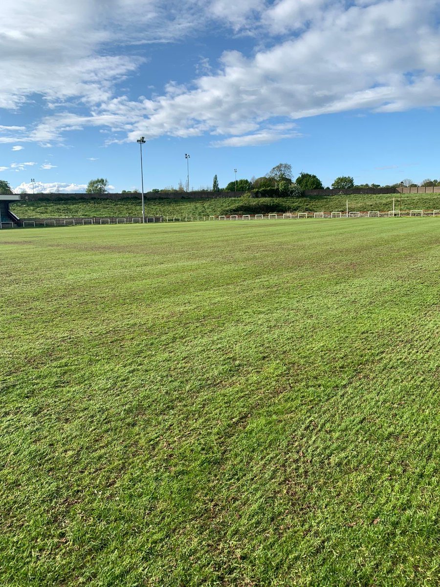 AFCBorrowashVic's tweet photo. What a sight! Re-seeding now complete, grass growing nicely! Sprinkler system finished this weekend, pitch starting to take shape now! #upthevics #borrowashvictoria https://t.co/4SYMyt0e5T