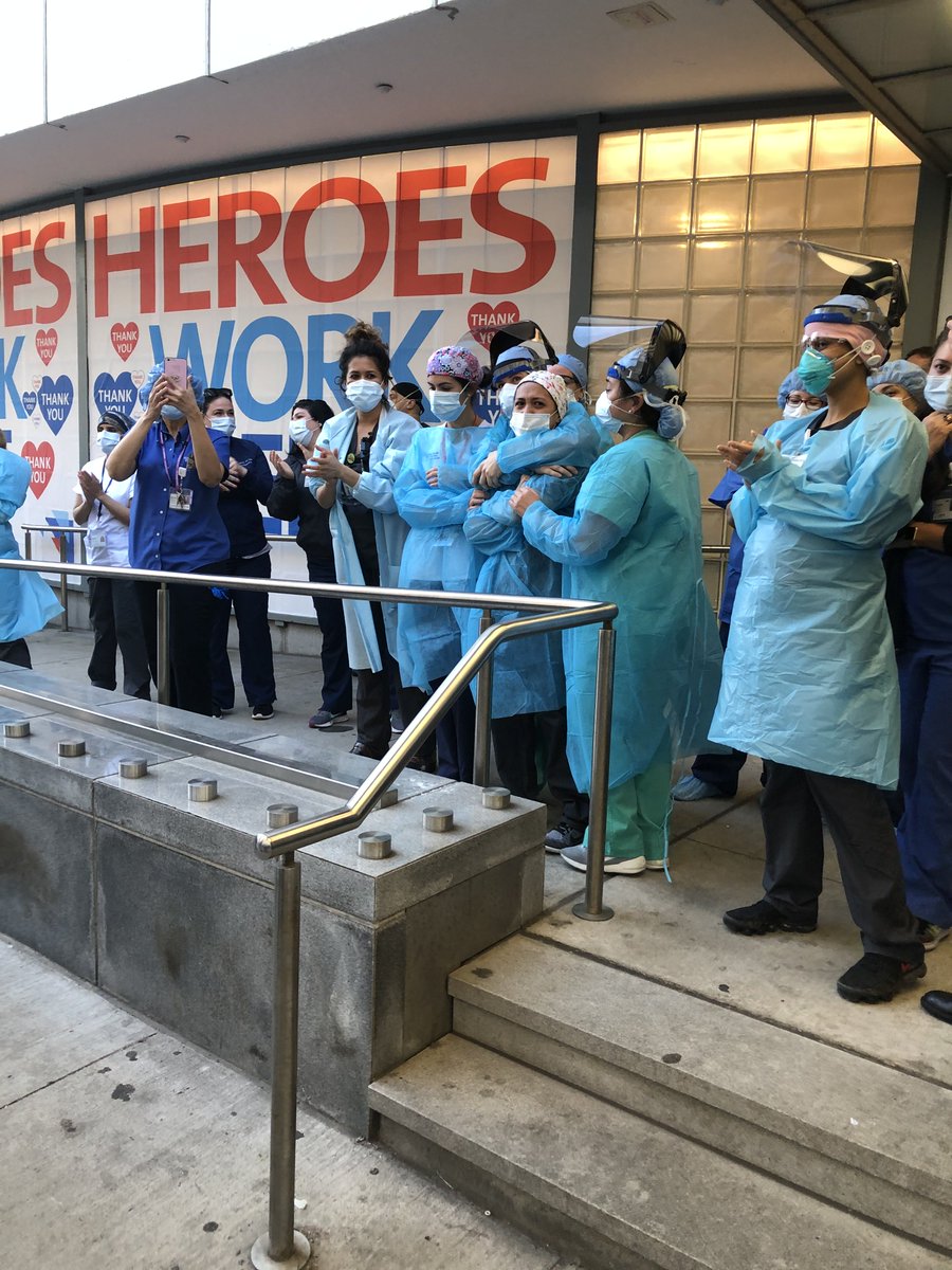 W13thStAlliance's tweet photo. Sharing some photos from local resident, Carrie Bornstein of what the 7p.m. daily clap for essential workers it means for the staff at Lenox Health GV. Thank you for our frontline heroes and all that you do! https://t.co/v18eYVDNFq