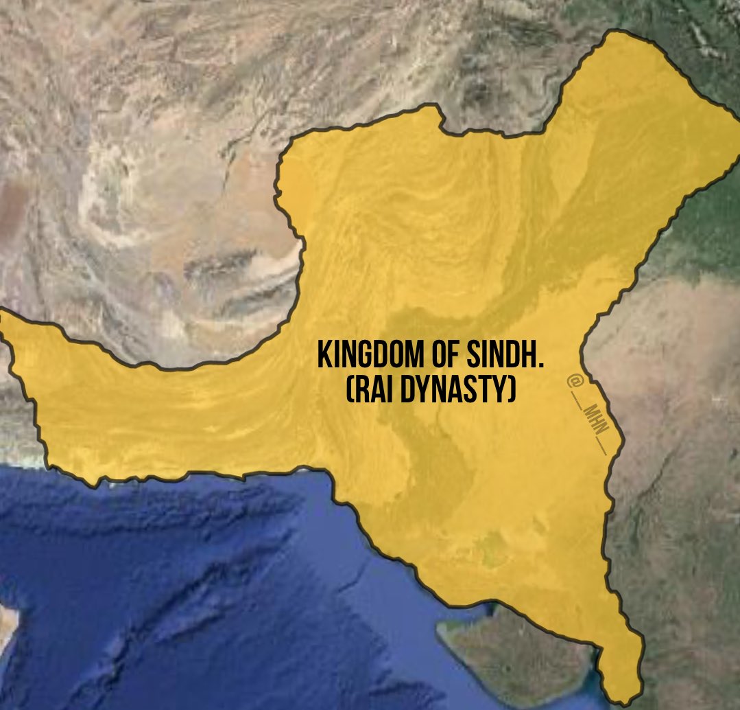 Lesser Known Fact: Contrary to many claiming Pakistan never had a large enough Kingdom/Empire, there existed an indigenous Kingdom which covered most of Pakistan and parts of India, Afghanistan and Iran b/w 489 & 632. Thread on the Rai Dynasty and the Kingdom of Sindh: