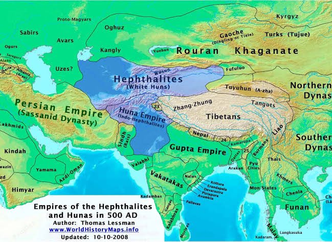 The empire itself was created parallel to the invasion of White Huns in northern Indus which weakened Sassanid control and as a result the Rais pushed them out of the Indus region. [2]