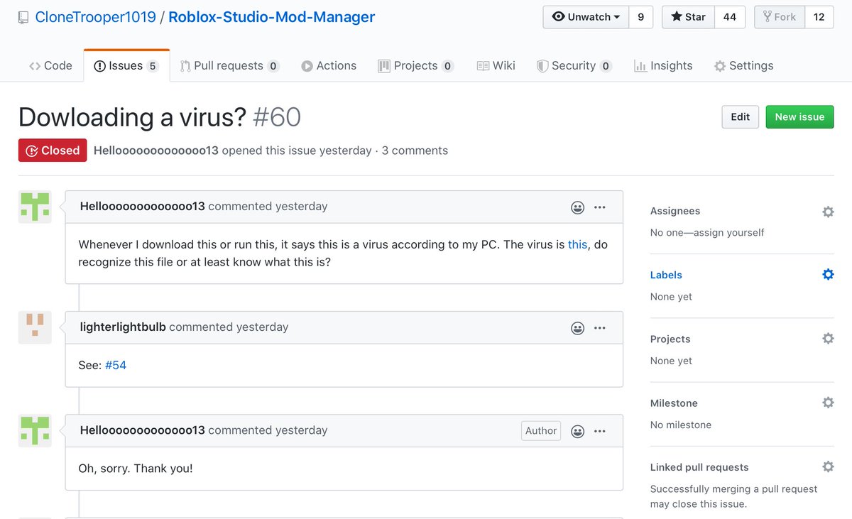 Max ツ Blm On Twitter Is The Roblox Studio Mod Manager Still Being Flagged As Malware For You Guys Even After Updating Your Malware Definitions There Are Still People Reporting That - roblox adds virus
