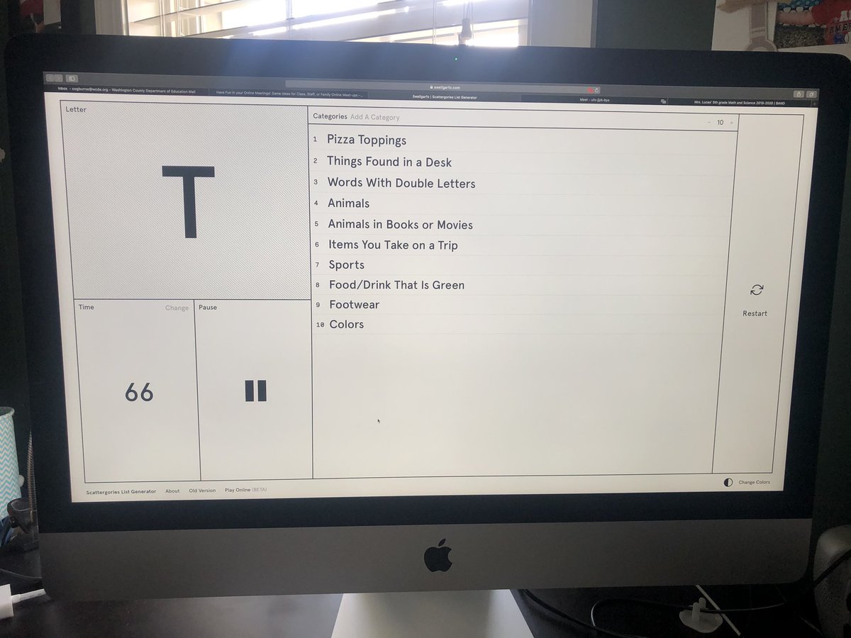Today we had a Google Meet with our 5th graders and some other teachers and we played Scattergories. It was a lot of fun and it was so good to see their faces 😊❤️ <a href="/WestViewVols/">West_View_School</a>