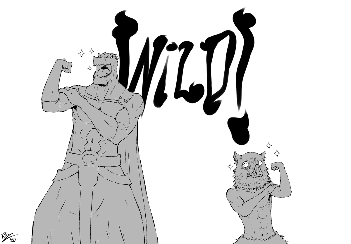 Quasar_Works's tweet photo. So I had this stuck in my mind...

Rak-sama and Inosuke-sama asserting their dominance .__.

#kimetsunoyaiba #TowerofGod https://t.co/P6XGG0XO6q
