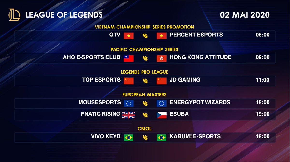 IMP_LOLegends's tweet photo. Programme League of Legends du 2 mai 2020👇 https://t.co/qSCi02Q5YC