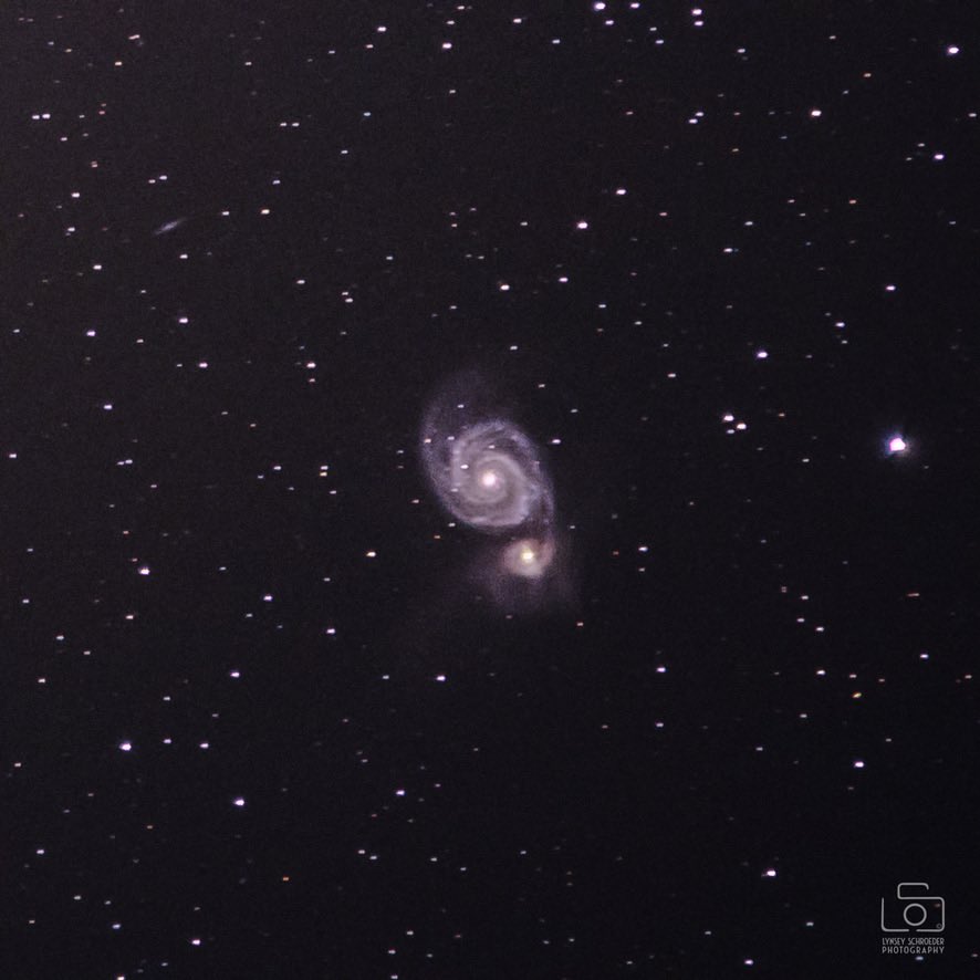 LSchroederPhoto's tweet photo. Today is #NationalSpaceDay so I thought I’d share my capture of M51, the Whirlpool galaxy. #Astrophotography #Space #Science #Astronomy #TeamCanon #CanonEOSRa https://t.co/bYmsb3XMiS