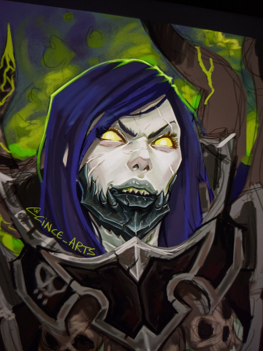 Cince_Arts's tweet image. This was supposed to be a quick sketch between other paintings, then I started redesigning WoD armour and painting over the lines ........ 😅 
#warcraft #forsaken