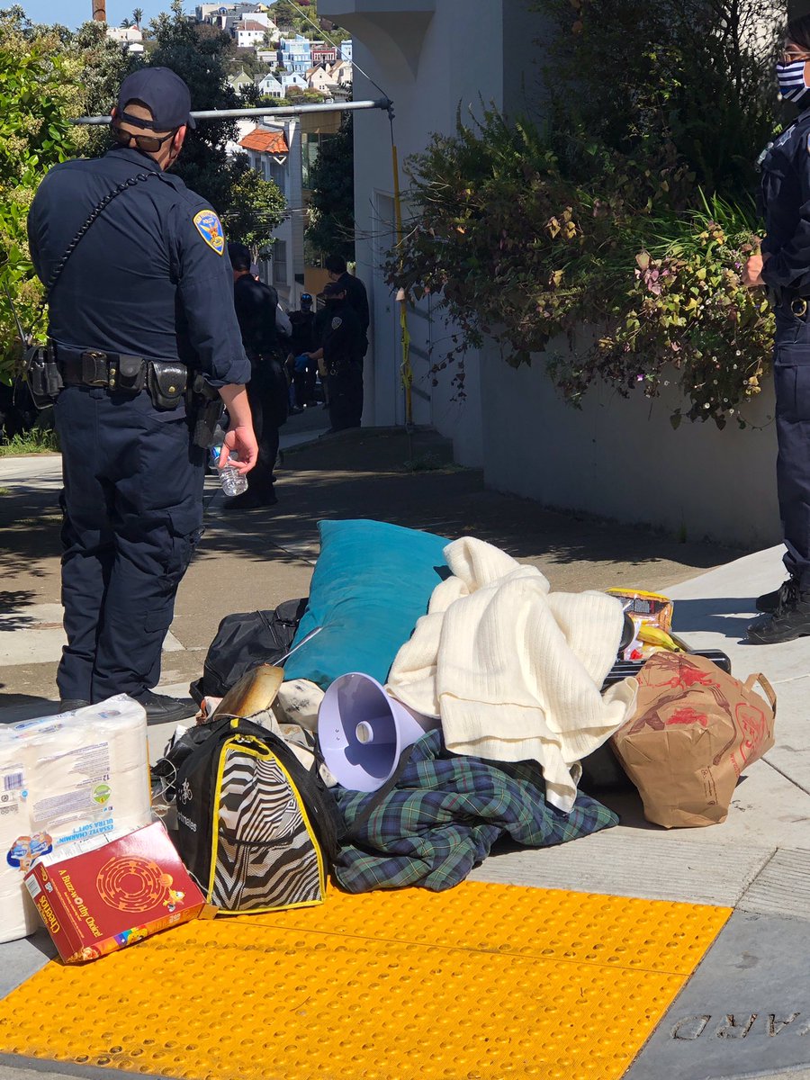 The cops are evicting two unhoused women who have not had a place to rest their heads for years! They tossed all our belongings out of the house. <a href="/LondonBreed/">London Breed</a> house us now during a global pandemic!