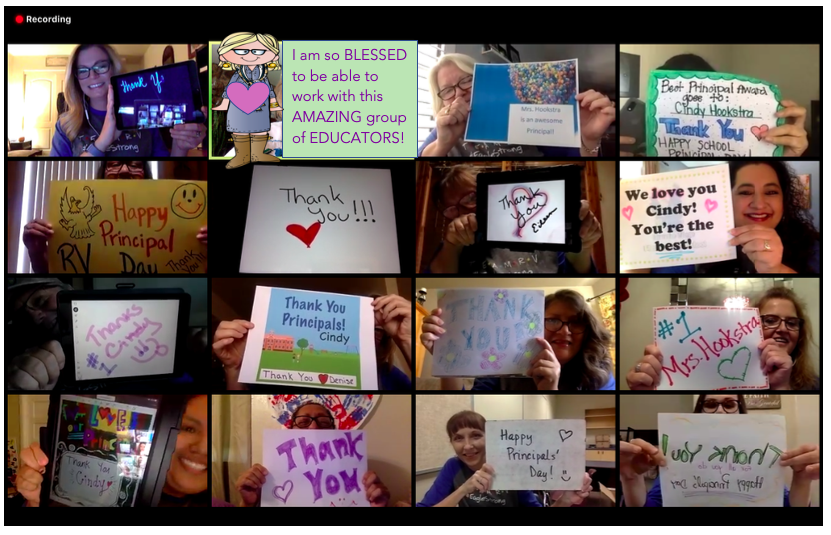 RVElementary's tweet photo. I can't even begin to tell you all how BLESSED I am to be able to work with this AMAZING group of educators!  It has been my pleasure.  Thank you all for the lovely surprise Zoom 'meeting.'  It means more the I can say.  ❤ 
#RVEagles #EagleStrong https://t.co/vl4LdEaR4f