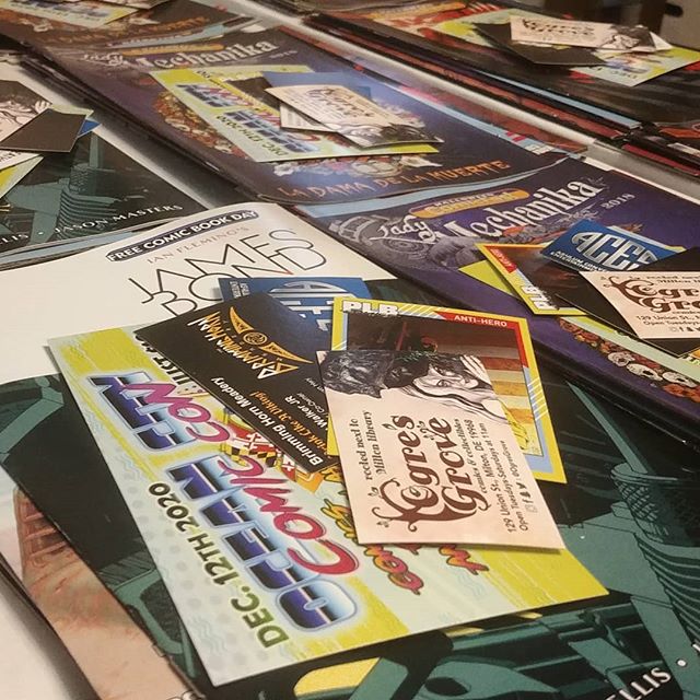 OgresGrove's tweet photo. Here's a glimpse at what 48 adults who signed up for our Free Comic Book Drive-thru are getting! We already finished 44 bags for kids. #freecomicbookday #freecomics #fcbd #miltonde #miltondelaware #supportdelaware #ogresgrove #igcomicfamily https://t.co/O25qwHyTNC https://t.co/pkidBin3Q2