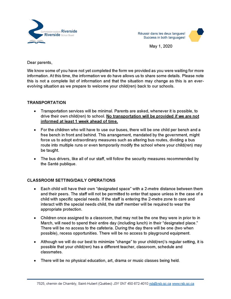 CSRiversideSB's tweet photo. May 1 Communiqué - Riverside is still targeting the opening dates of its schools for May 11th (HSS) &amp; May 19th for schools, however, we are giving ourselves the right to change the opening dates if we foresee that our schools are not ready to receive students. Safety First! https://t.co/OQRWBkcoSZ