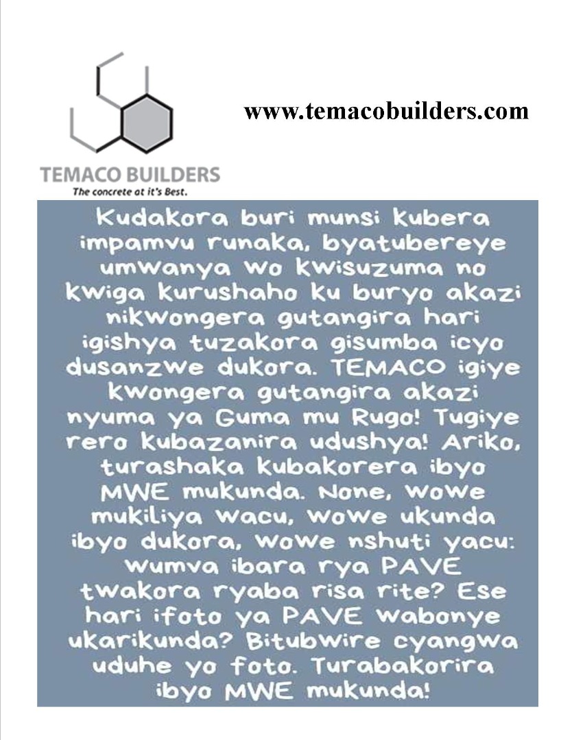 TemacoBuilders's tweet image. #HappyLabourDay2020 to all our staffs and #customers. Let us know your taste of #pavestone colors you want us to make #AfterLockDown #Rwanda #kigali #goma #bukavu