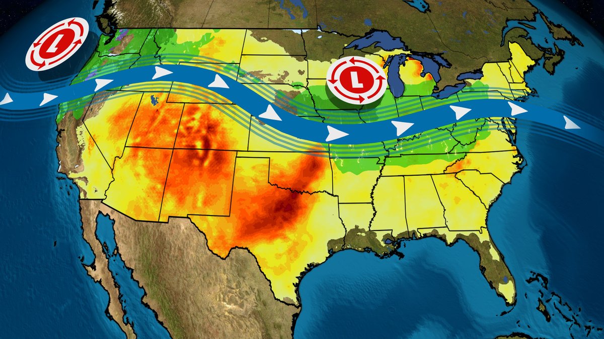 weatherchannel's tweet photo. The first weekend of May will be warm, but wet in the Midwest. Here are a few things we're watching into this weekend: https://t.co/5pRPAsMLO5 https://t.co/5PUUBZhhCq
