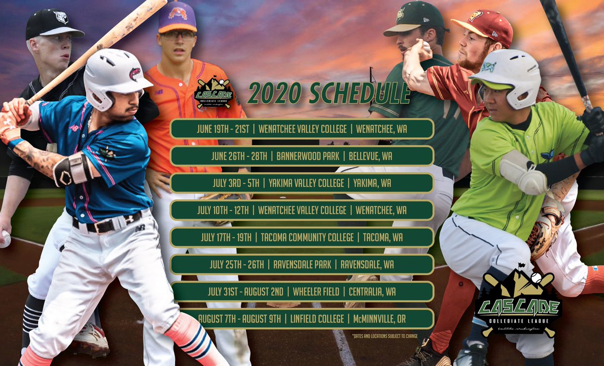 CascadeLeague's tweet photo. Announcing 2020 Cascade Collegiate League Regular Season Schedule 🏔 https://t.co/7qNdCsdi0h