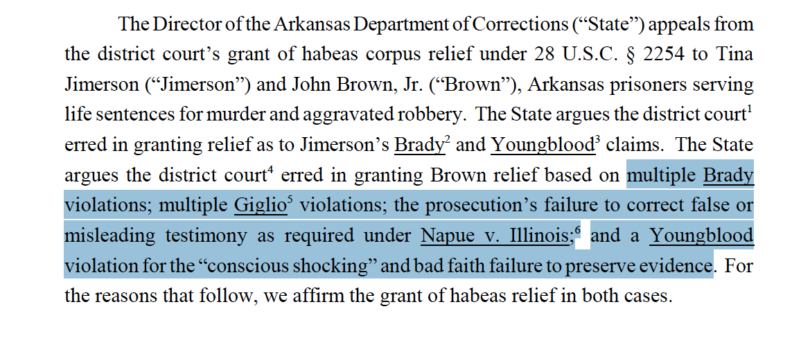 RDunhamDP's tweet photo. In a #deathpenalty prosecution that became a non-capital retrial, now #Arkansas Supreme Court Justice Robin Wynne withheld and apparently deliberately destroyed exculpatory evidence, presented false testimony, and lied to the jury. @NorthwesternCWC @DPInfoCtr @openfilesite https://t.co/xubTotPhdB