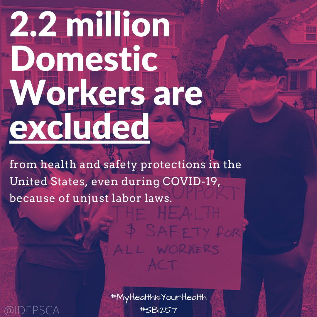 lawcnetwork's tweet photo. Domestic Workers are the backbone of our communities, and yet they have been historically excluded from labor laws. During the #COVID-19 crisis, we need to ensure all workers are protected @GavinNewsom pass #SB1257 #MyHealthIsYourHealth #WorkersMemorialWeek #wmd2020 https://t.co/tWoRsmkDLl
