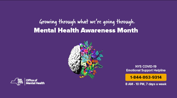 NYGov's tweet photo. We’re living in very stressful times. No one should feel alone or ashamed. 

Call the state’s Emotional Support Helpline: 1-844-863-9314 

#MentalHealthAwarenessMonth https://t.co/yks1sJUgp8