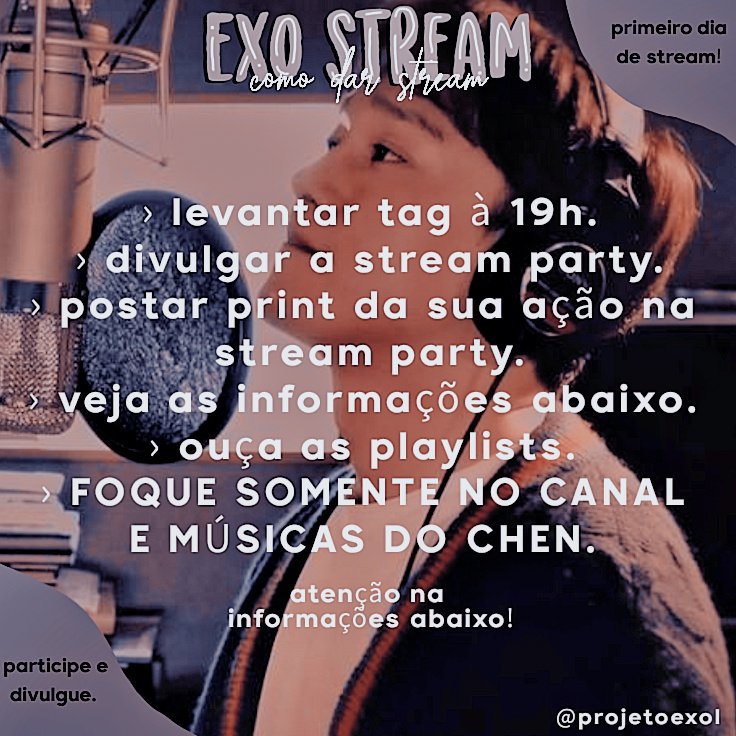 projetoexol's tweet photo. oi erries, hoje é o quinto dia da stream party, e é o tema CHEN! vocês já sabem né? subir a tag #EXOStreamParty, marcar dois amigos e o @weareoneexo e postar sua ação, não esqueça de ler as informações ou na imagem ou no fix e ouvir as playlists! até erries. 💓 https://t.co/6n28MwjDOD