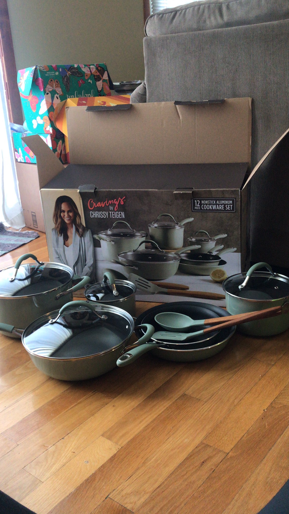 Cravings by Chrissy Teigen 12pc Aluminum Cookware Set Gray for