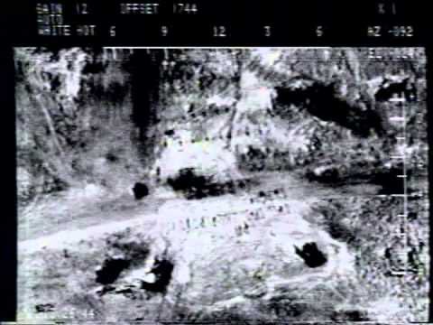• Thermal camera footage shot from a helicopter during the raid shows muzzle flashes of gunfire, directed at Davidians trying to escape the burning building.