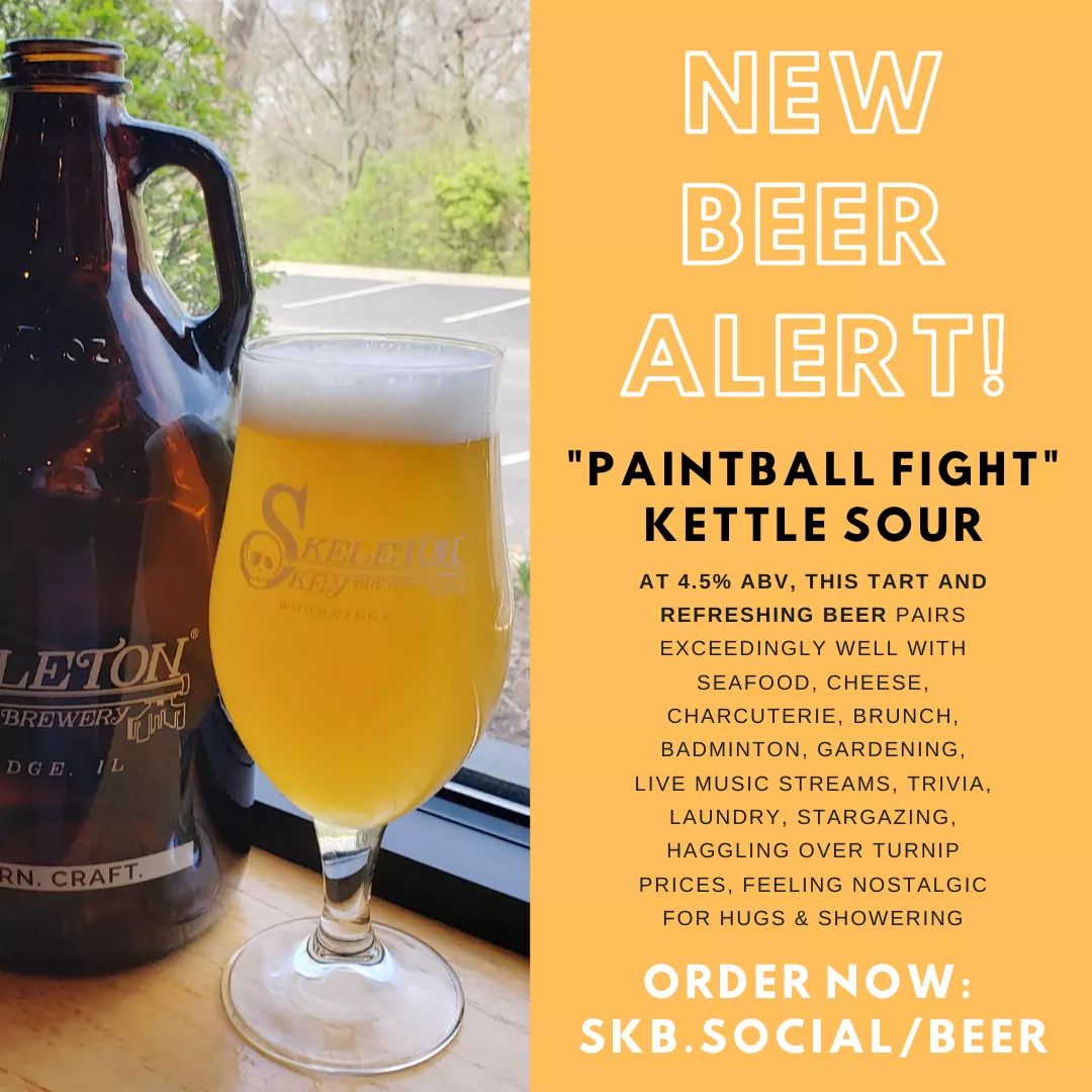 SkeletonKeyBrew's tweet image. "Paintball Fight" Kettle Sour now available for curbside pickup today!!!  Check out all our offerings at skb.social/beer