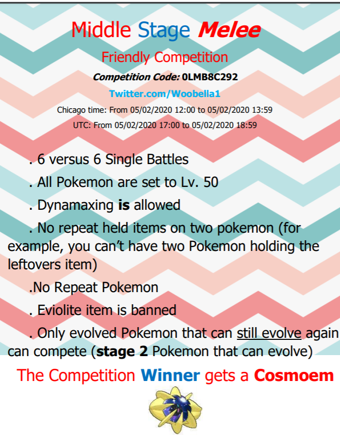 Woobella1's tweet photo. Tomorrow i am having the friendly competition. Winner gets a cosmoem. The code is 0LMB8C292. #Pokemon #pokemonswsh #PokemonSwordShield #PokemonSwordandShield #NintendoSwitch #pokemonbattles #pokemoncompetition #cosmoem #pokemongiveaway #giveawaypokemon #friendlycompetitions https://t.co/8lvGb3Zszl