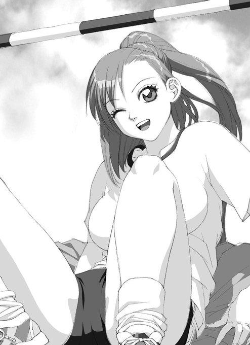 「ボクのふたつの翼」から、台詞フキダシ無し絵、その,12
この頃はペン入れした原画をスキャナーでMacに取り込んでPhotoshopで彩色から仕上までしています
消せる擬音は消していますが、ペン入れ段階から一緒に描いてて消せない擬音もあります(^^;; 