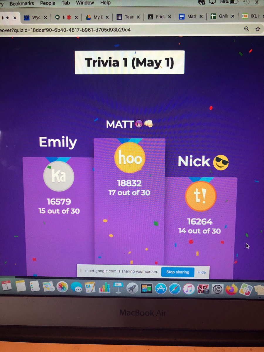 Mrs_Turrone's tweet photo. Week 3 of Team 8 Trivia! Have a great weekend everyone! @MsBurns412 @Ms_Mihalik @wyckoffschools @WPSEisenhower https://t.co/8MoYlTF5Fz