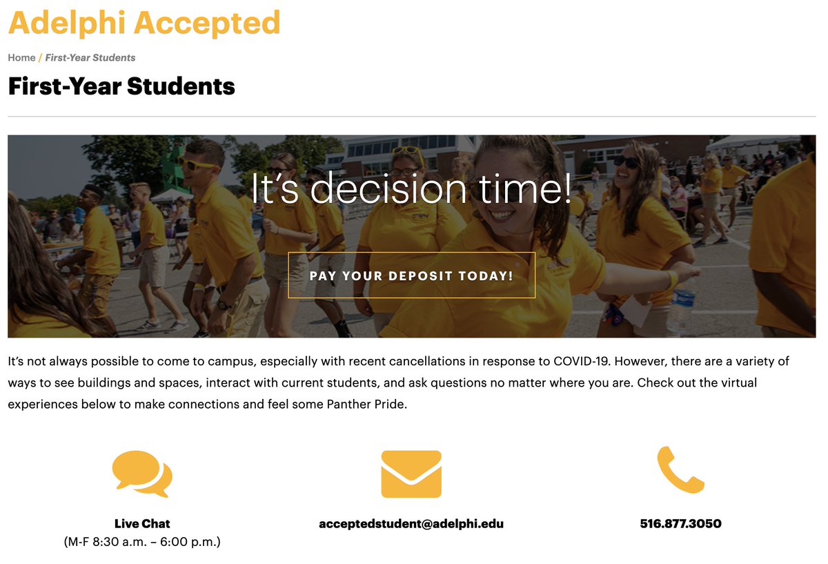AdelphiU's tweet image. Did you join our virtual Accepted Students Day last Sunday? What was your favorite part? #AdelphiAccepted #ReplyTweet