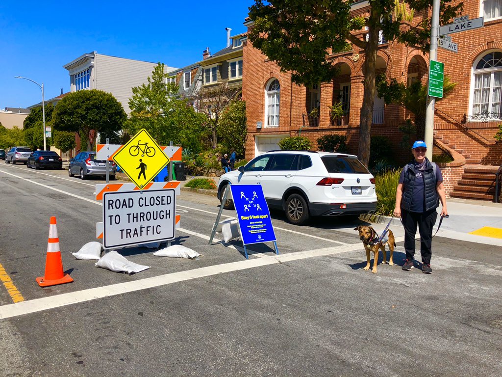 bbarnett415's tweet photo. Thank you @sfmta_muni, #SlowStreets on Lake is great for my essential trips and some fresh air https://t.co/FU6b5ItrFq