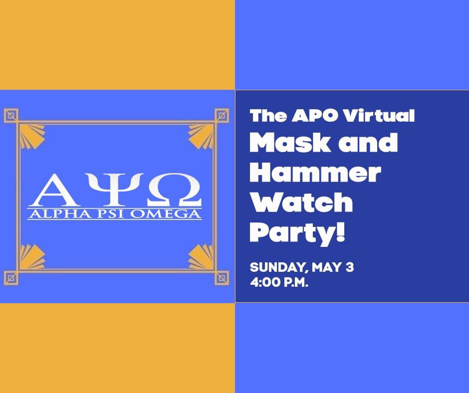 cmichapo's tweet photo. In two days we will be hosting a Facebook Watch party for the first ever Virtual Mask &amp; Hammer Awards! We are so excited to share with you the many accomplishments this past year. Be sure to join us on the @cmutheatre Facebook page on Sunday! #KTAPO #seekalifeuseful🎭 https://t.co/QaRBdjScN4