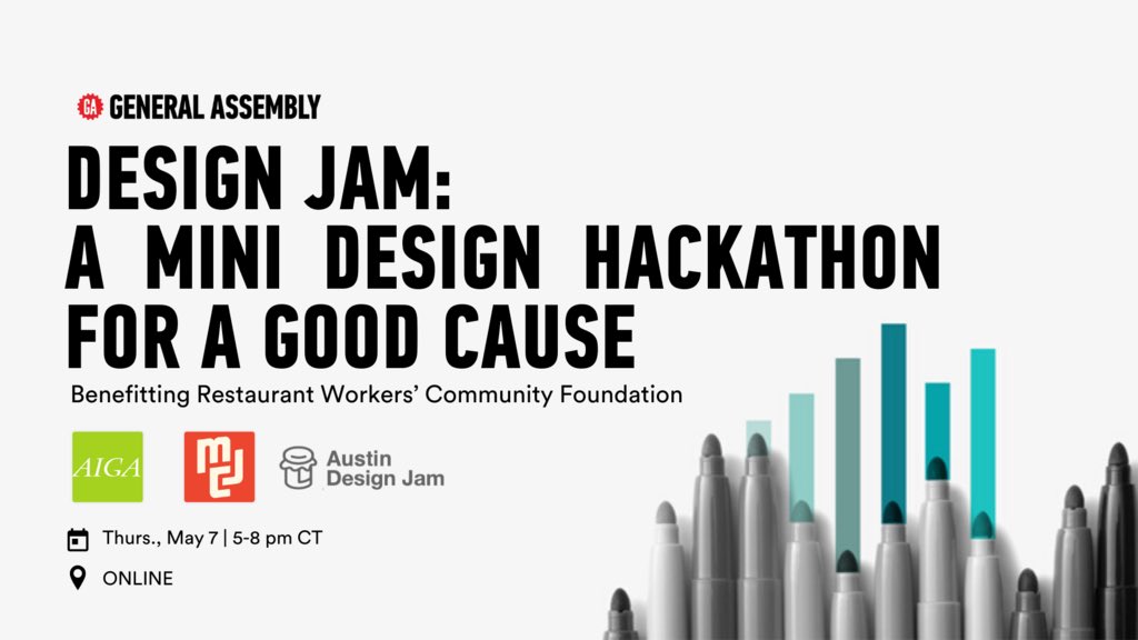 Join us for a virtual Design Jam with @GA_ATX on Thursday, May 7. Grab your tickets here: bit.ly/atxdesignjam