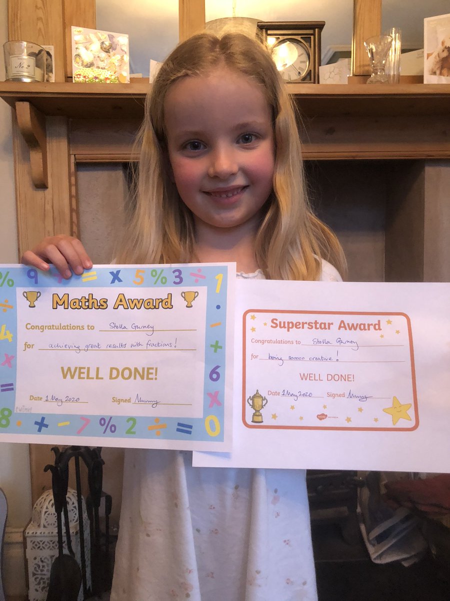 svgurney's tweet photo. Well done to this little lady for her awards this week! @SomersPark2AM 🌟 
Award 1: for being sooo creative 🎨 👏 
Award 2: for doing so well at Maths fractions 🔢 👏 https://t.co/USZzUYeIXt