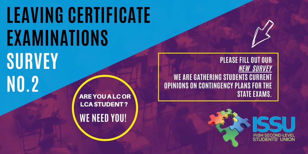 issu4u's tweet photo. You asked, we listened. We're raising your concerns, asking the questions and continually advocating that student voice is heard. We've launched a second survey specifically for 6th year students to voice your views. #LeavingCert2020 #Lc2020 @SpunOut 
https://t.co/GHVX3Qf8F6 https://t.co/GpWhERJl3G