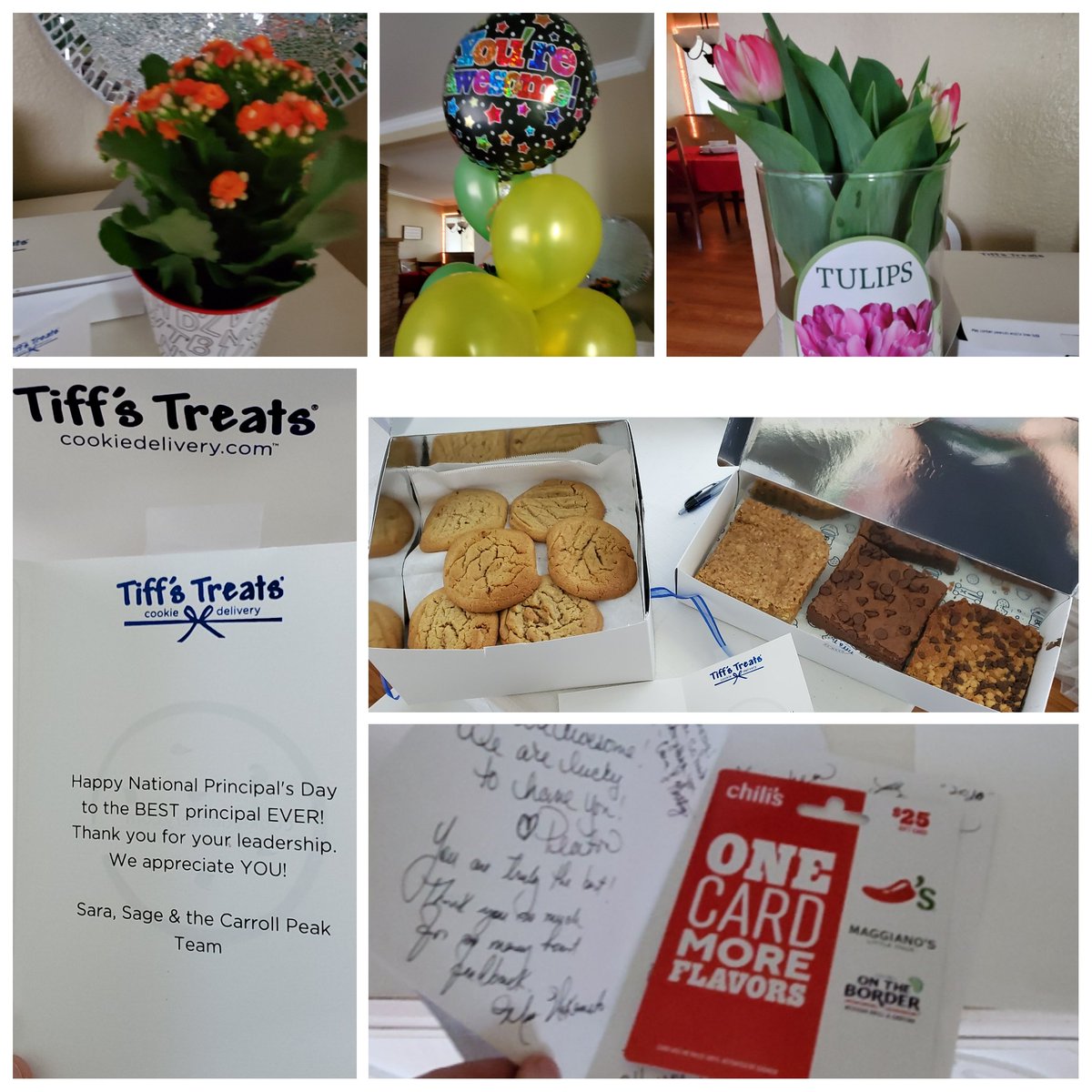 Thank you to our Awesome Staff at <a href="/CarrollPeakES/">Carroll Peak Elementary School</a> for the texts, emails, calls, gifts, and drive-by appreciation parade for National Principal's Day! I am so blessed and humbled by your thoughtfulness! ❤🍎🐲#carrollpeakpride