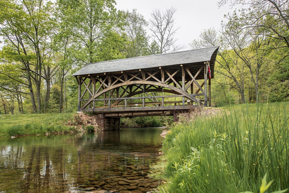 VTWorks's tweet photo. Who is happy that it's Spring? Here is a custom covered bridge by VTW photographed in the Spring https://t.co/Pk4hfhu2i3