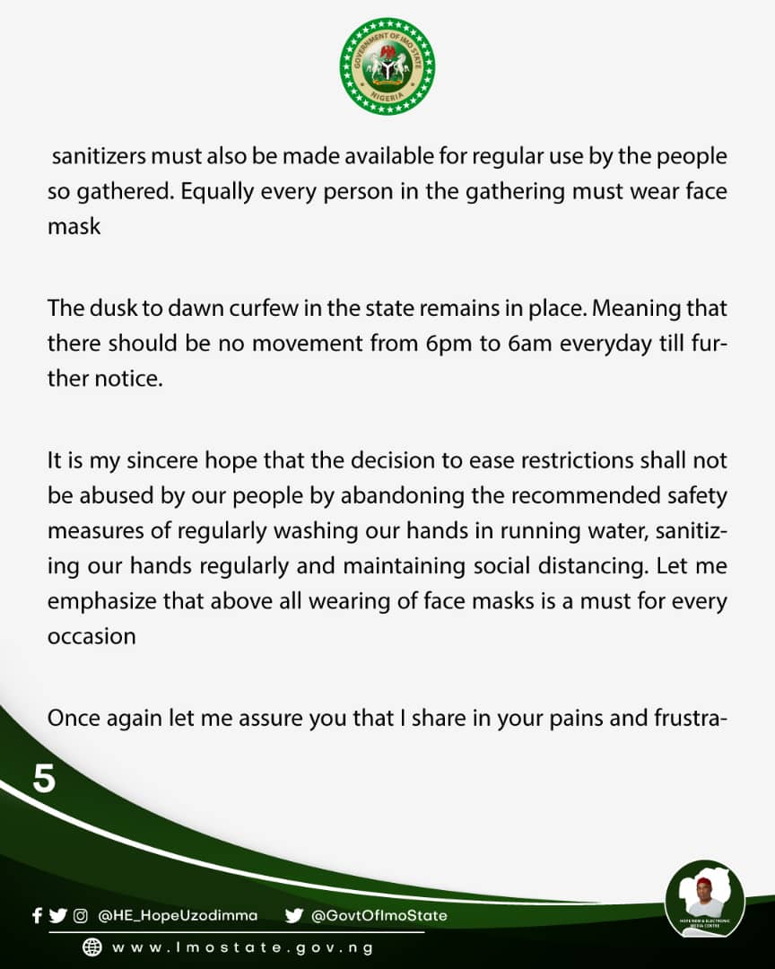 تويتر Hope Uzodimma على تويتر 14 However All Boarders Into Imo Remain Closed This Means That There Is No Entry Into Or Exit From The State In The Unlikely Event Any Person تويتر Hope Uzodimma على تويتر 14 However All Boarders Into Imo Remain Closed This Means That There Is No Entry Into Or Exit From The State In The Unlikely Event Any Person