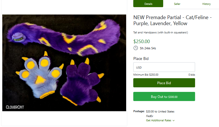 Moon2Umbriel's tweet photo. NEW Premade Partial - Cat/Feline - Purple, Lavender, Yellow
available now @TheDealersDen 

Tail and Handpaws (with built-in squeakers!)https://t.co/HVQfEAU87c

by  CloverCat

#thedealersden #fandom #auction https://t.co/AsuJk44F9Q