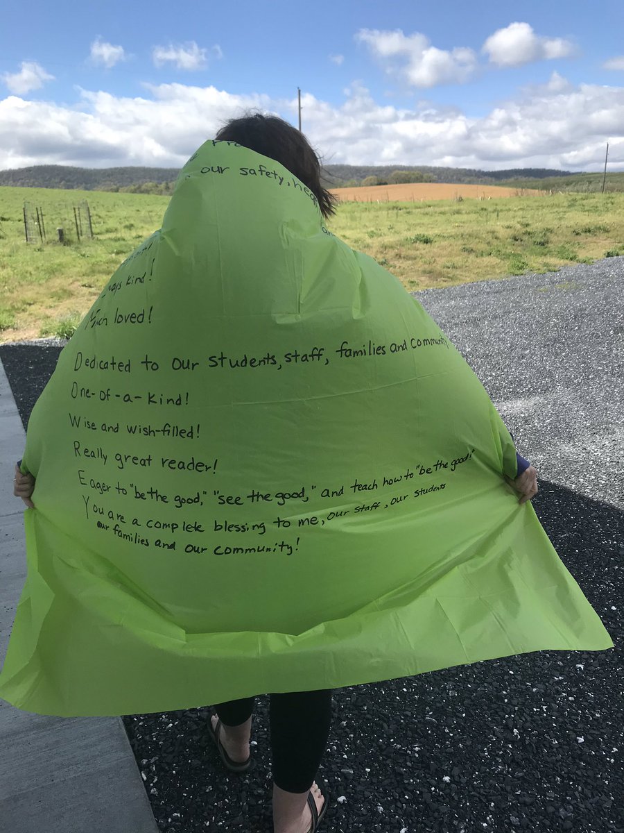 MES_PRIDE's tweet photo. Sporting my Principal’s Day hero cape given to me on this special day.  It is such an honor to lead the MES family!  I love my job! https://t.co/i8VcryzP8x