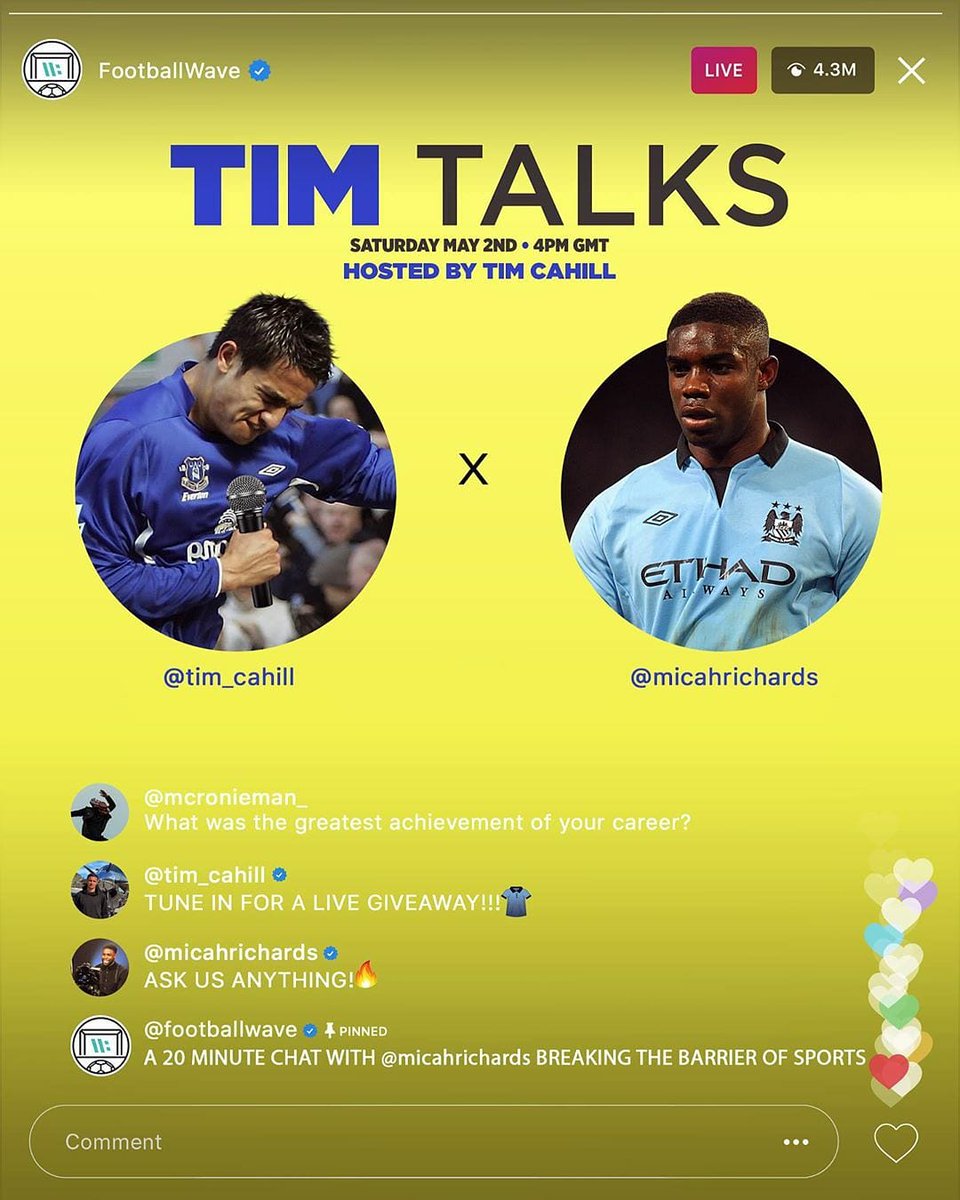 Tim_Cahill's tweet image. TIM TALKS EP 3🎙⚽️🥊⛳
Looking forward to chatting @MicahRichards 
Get your questions ready in the comments👀
Tomorrow: 4pm GMT ⏰ #TimTalks