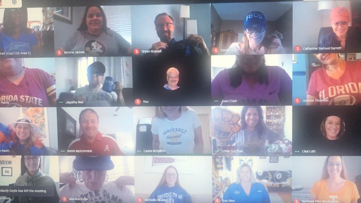 ESE_Lutz's tweet photo. ESE dept direct reports support college Fridays! FSU, FGCU, UCF, Alabama, Vanderbilt, TN, and of course UF proud to support our seniors @pbcsd @AnthDougherty @BryanMRussell @harveyoaxaca @DianaFedderman @SDPBCEquity https://t.co/okFIMoFS7o