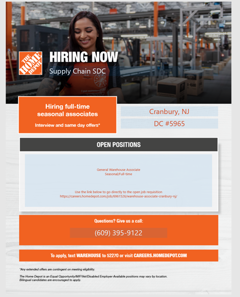 JaneceJinks's tweet photo. Cranbury, NJ Supply Chain #5965 is Hiring Seasonal General Warehouse Associates! https://t.co/mEvuT1Am5f