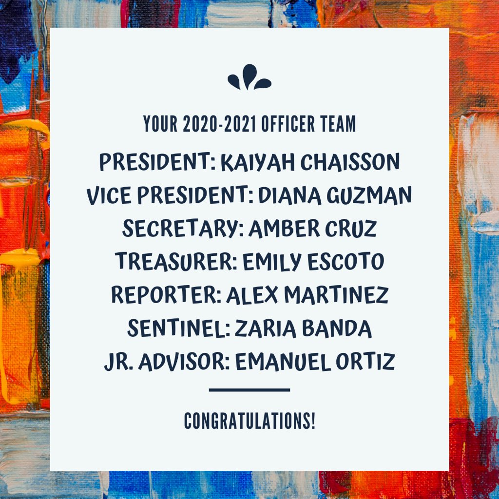 313_MsSippy's tweet photo. Congratulations to our newly elected 2020-2021 @NimitzHS_AISD FFA Officer Team. They have a LOT of big plans for us next year! #ChapterOfficers #TXFFA #BigPlans #TraditionOfExcellence
This was a very close race and we appreciate all who applied
@AldineCTE @AldineISD https://t.co/c612LKcUdr