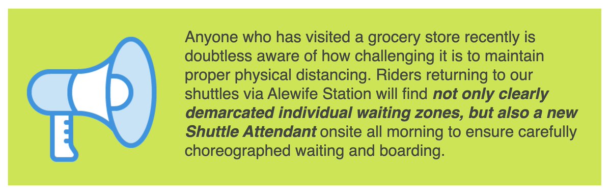 UnlockTheGrid's tweet photo. #NewProtocols you will see when 128BC service resumes include (9/10):
Careful choreographing of each rider's transition from waiting for the shuttle to boarding the shuttle, since masks are not a replacement for physical distancing. #COVID19MA
Read more: https://t.co/TclRzUf0sa https://t.co/z7Lbdu4eBC