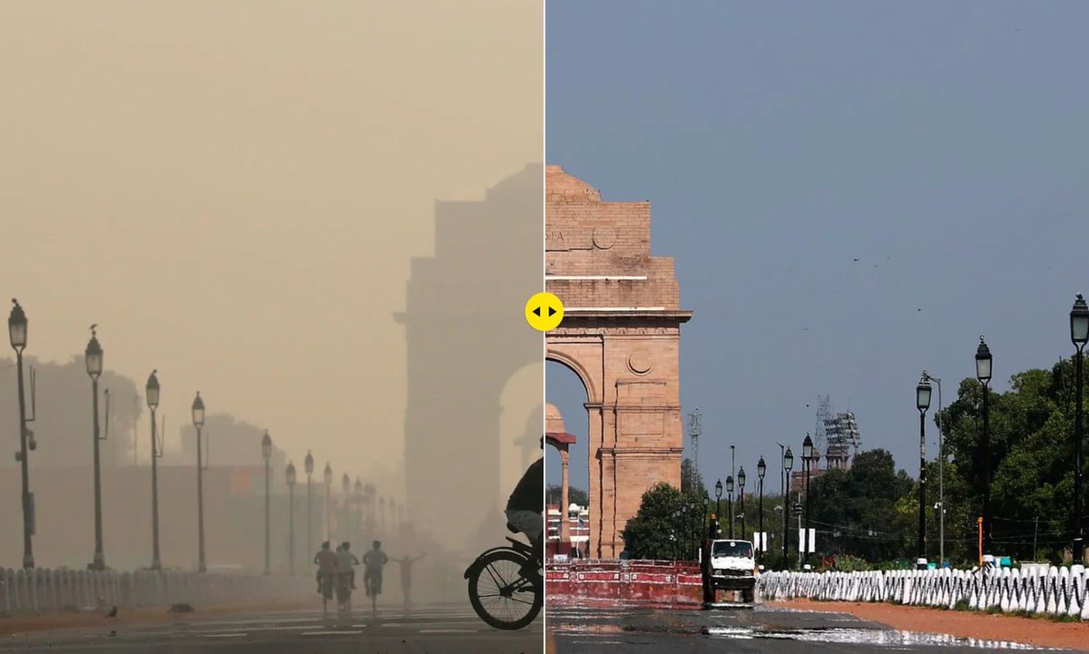 Irréaliste, pourtant cette photo est totalement vraie ! 

Depuis le début de la pandémie du #COVID19, New Delhi a une chute incroyable de pollution, la preuve en une photo !