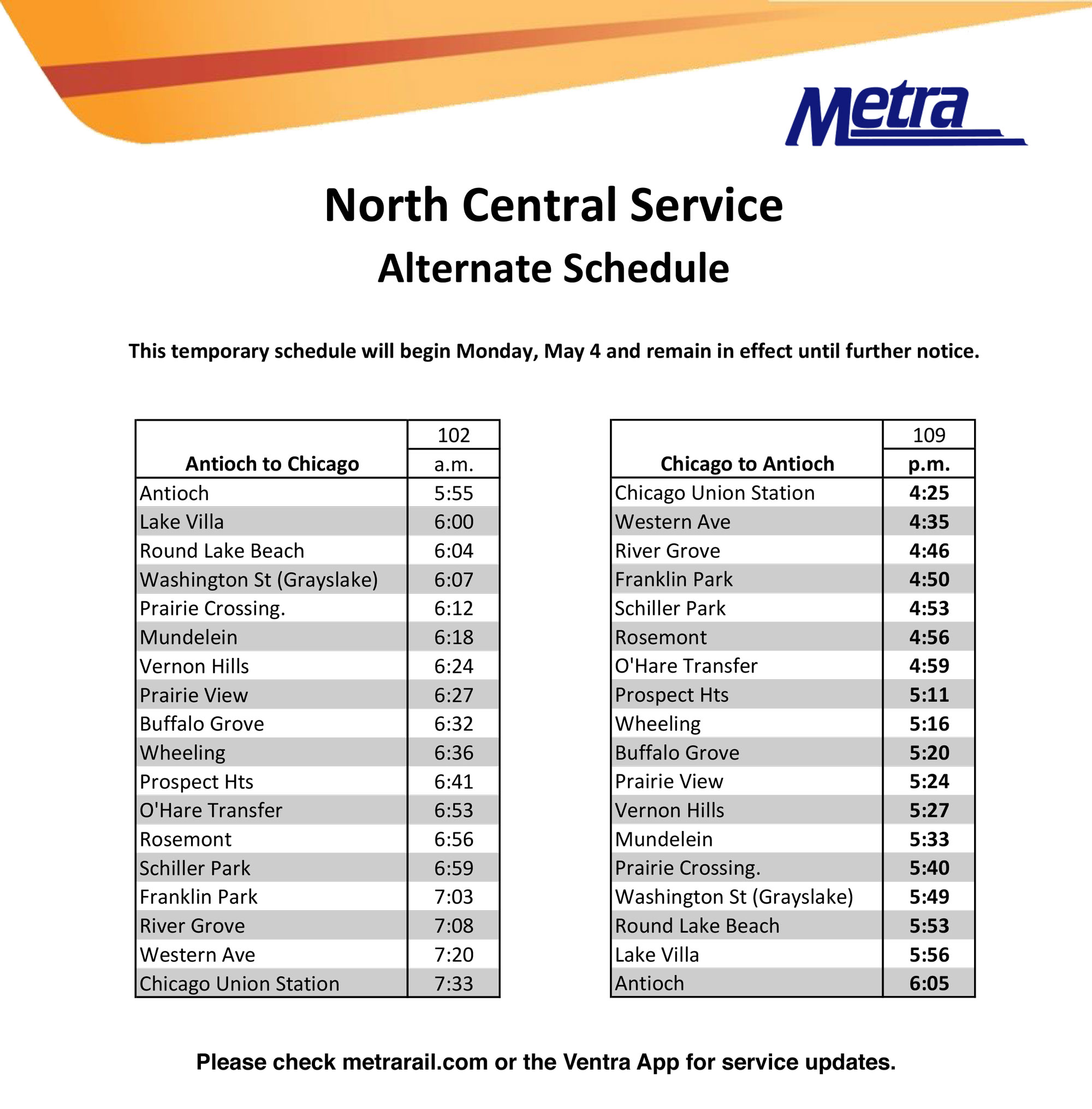 metra-ncs-on-x-reminder-the-north-central-service-line-will-operate-on-a-further-reduced-schedule-starting-monday-may-4th-until-further-notice-https-t-co-fydopbhjfj-https-t-co-xn7b3txkhf-x