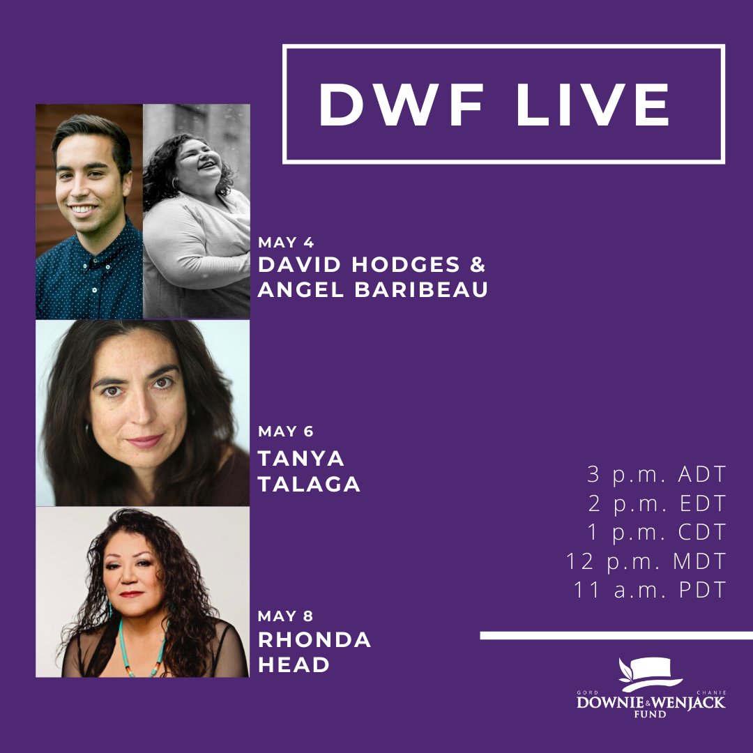 Next week, join us for DWF LIVE! <a href="/hodgesmusic/">David Hodges</a> and <a href="/AngelBaribeau/">Angel Baribeau</a> of <a href="/nwejinan/">N'we Jinan</a> will go live with us on Monday. Author <a href="/TanyaTalaga/">Tanya Talaga</a> joins us on Wednesday, followed by opera singer @rhonda_head on Friday.
Find us on Facebook, YouTube and Twitter at 2 p.m. EDT!
#artistambassador
