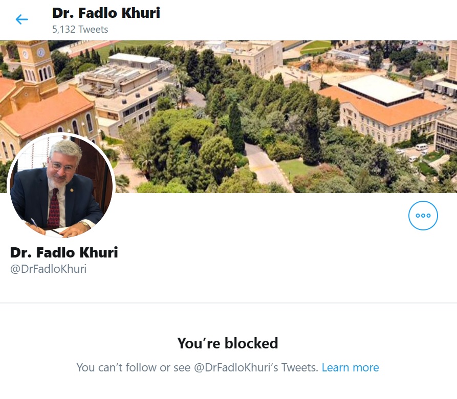 AubWorkers's tweet photo. AUB President @FadloKhoury Blocks Workers' Rights Campaign on Workers' Day! 
#150YearsOfExploitation
#BoldyAUB https://t.co/yqLayeUPrM
