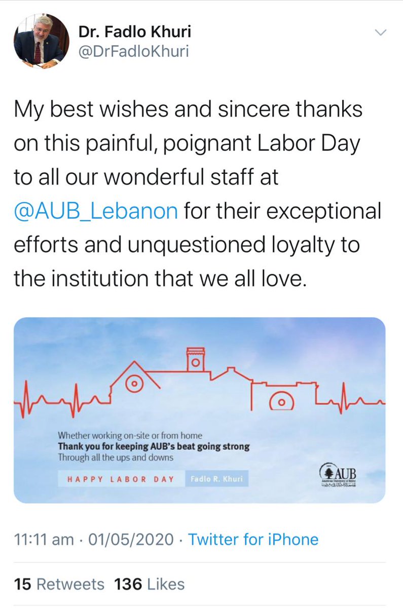 AubWorkers's tweet photo. AUB President @FadloKhoury Blocks Workers' Rights Campaign on Workers' Day! 
#150YearsOfExploitation
#BoldyAUB https://t.co/yqLayeUPrM